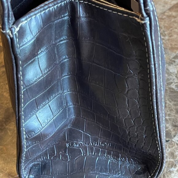 Sag Harbor Faux Croc Crocodile‎ Handbag Large Purse Dark Brown 13" width - Picture 4 of 8